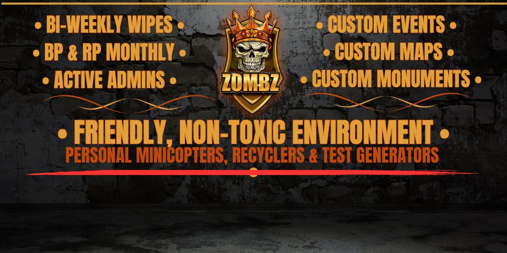 #1 ZOMBZ 10X PVE|Zombies|Raids|Events|Races